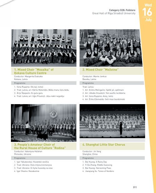 World Choir Games 2014 - Programme