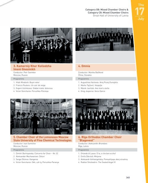 World Choir Games 2014 - Programme