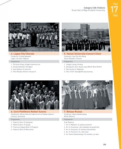 World Choir Games 2014 - Programme