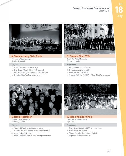 World Choir Games 2014 - Programme