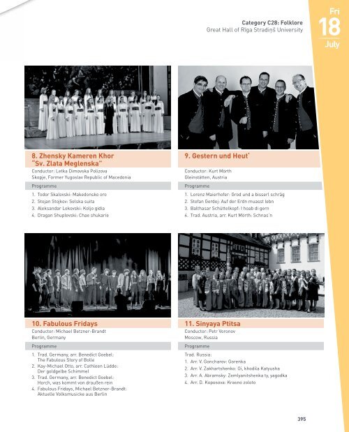 World Choir Games 2014 - Programme