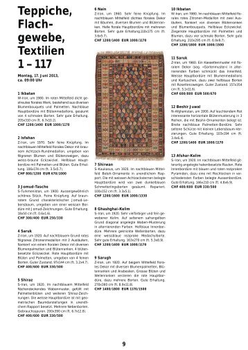 Teppiche, Flach- gewebe, Textilien 1 Ã¢Â€Â“ 117 - Schuler Auktionen