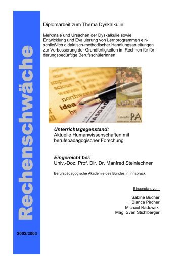 Diplomarbeit zum Thema Dyskalkulie - Schule & Gesundheit