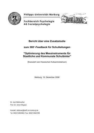 Bericht ÃƒÂ¼ber eine Zusatzstudie zum 360Ã‚Â°-Feedback fÃƒÂ¼r Schulleitungen