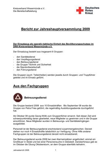 Bericht zur Jahreshauptversammlung 2009 - Drk-Kreisverband ...