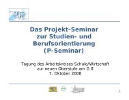 Das Projekt-Seminar zur Studien- und Berufsorientierung (P-Seminar)