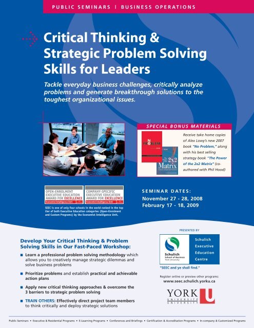 Critical Thinking & Strategic Problem Solving Skills for Leaders