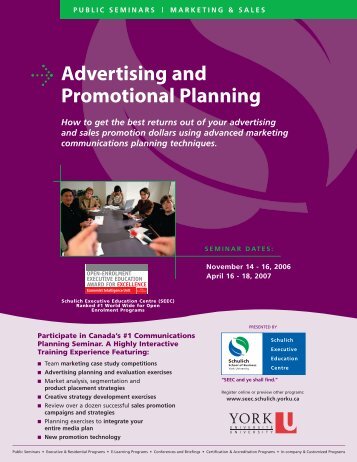 Advertising and Promotional Planning - Schulich School of Business ...