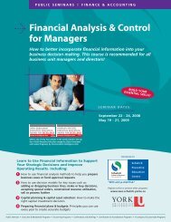 Financial Analysis & Control for Managers - Schulich School of ...