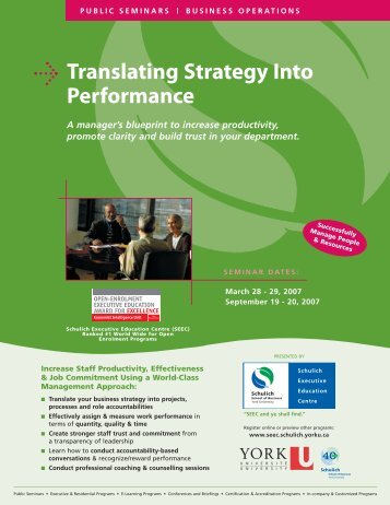 Translating Strategy Into Performance - Schulich School of Business ...