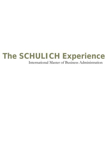 The SCHULICH Experience - Schulich School of Business