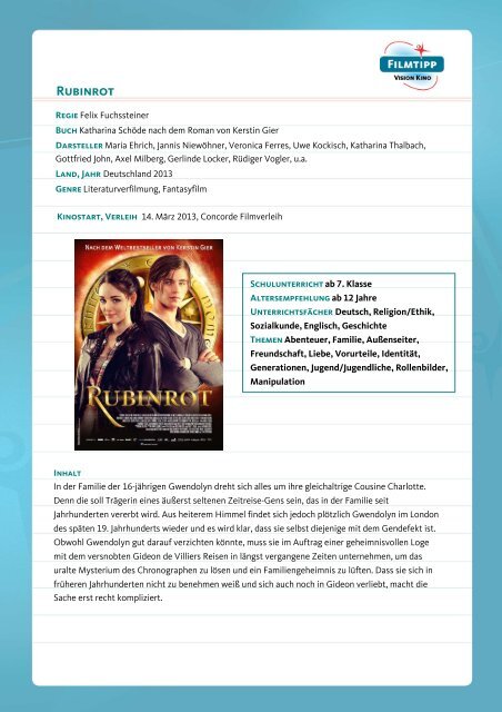 FilmTipp Rubinrot - Vision Kino