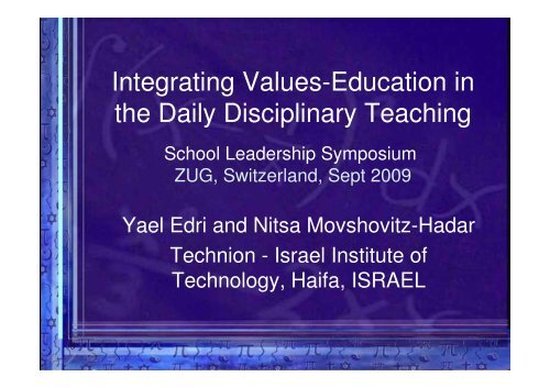 Integrating Values-Education in the Daily Disciplinary Teaching