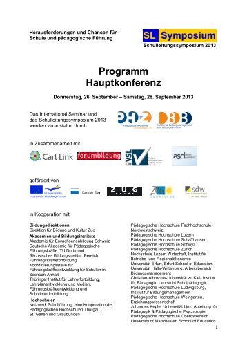 Programm Hauptkonferenz - Schulleitungssymposium