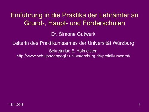 Einführung in die Praktika - Universität Würzburg