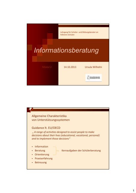 Informationsberatung - Schulpsychologie