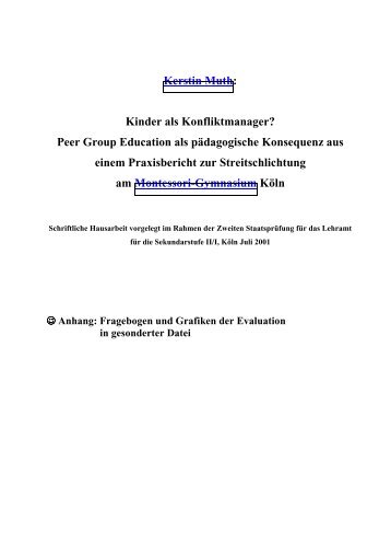 Eine Examensarbeit zum Thema Streitschlichtung - Schulpsychologie