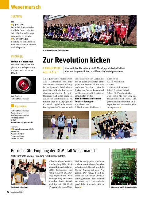 metallzeitung Küste Nr. 7/2014