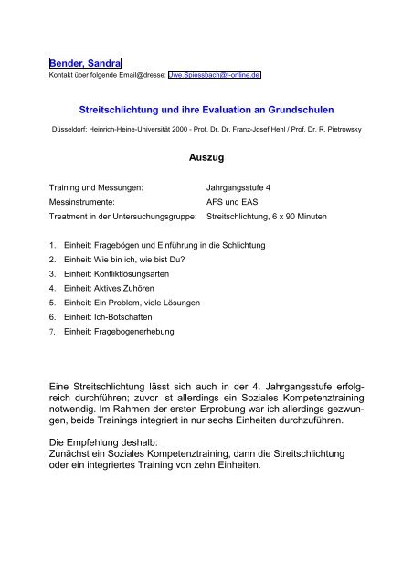 Streitschlichtung Und Ihre Evaluation In Schulpsychologie