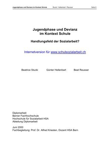 Jugendphase und Devianz im Kontext Schule ... - Schulsozialarbeit