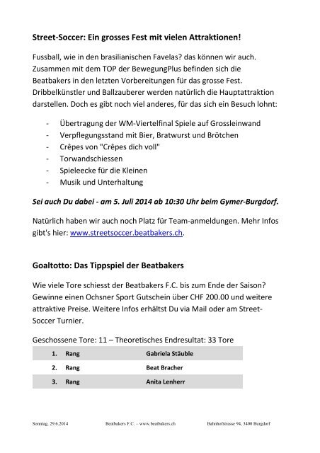 BBZ - Beatbakers-Zeitung vom 27.06.2014