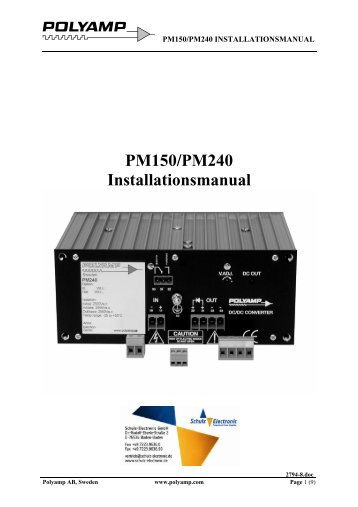 PM150/PM240 Installationsmanual - Schulz Electronic GmbH