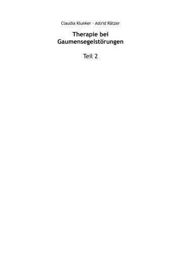 Therapie bei GaumensegelstÃ¶rungen Teil 2 - Schulz-Kirchner Verlag