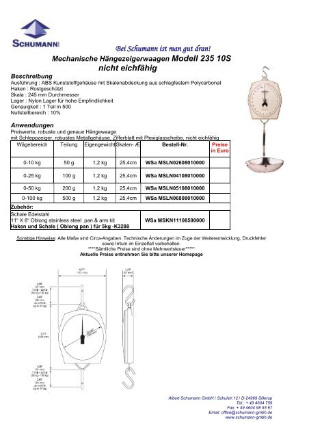 Prospekt in .pdf Format - Schumann GmbH