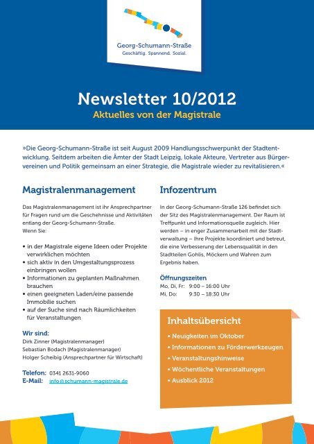 Newsletter Oktober 2012 hier herunterladen. - Schumann Magistrale