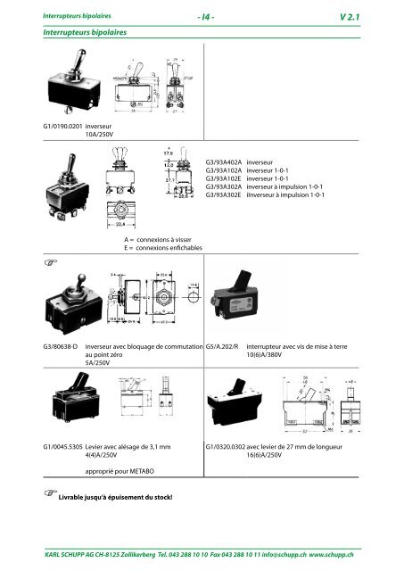 Interrupteurs bipolaires pour appareils Ã©lectriques