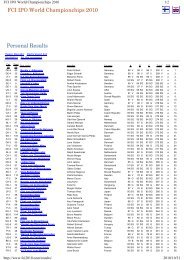 FCI IPO World Championchips 2010 Personal Results