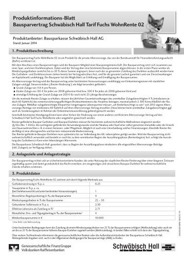 Produktinformationsblatt zum Tarif Fuchs WohnRente