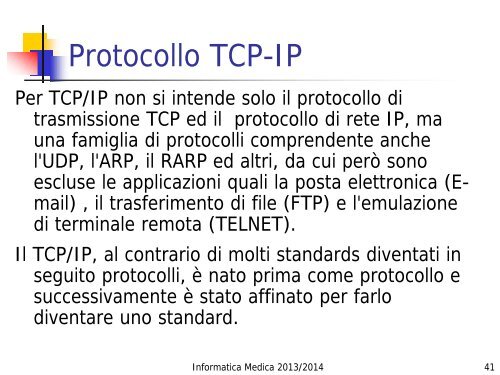 Corso di INFORMATICA MEDICA