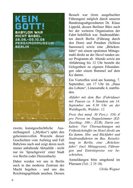 Interkulturellen Wochen 2008 - Evangelische Martin-Luther-Gemeinde