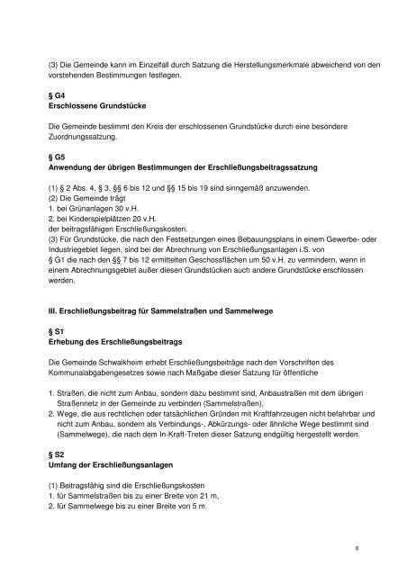 Erschließungsbeitragssatzung - Gemeinde Schwaikheim