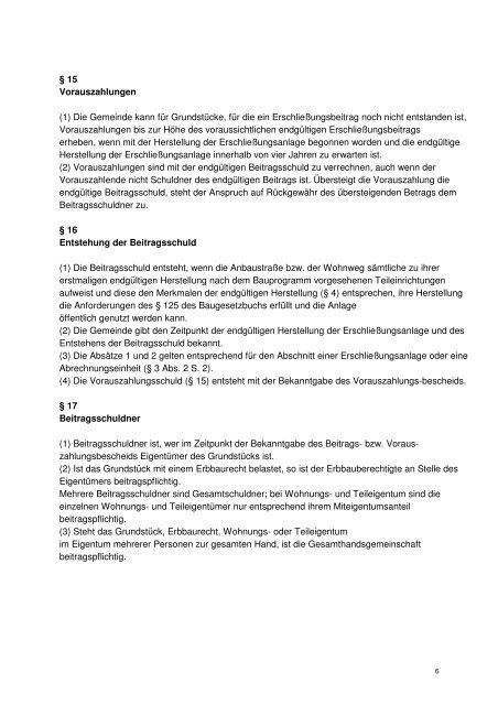 Erschließungsbeitragssatzung - Gemeinde Schwaikheim