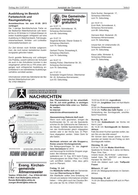 Amtsblatt 28 / 2013 - Schwanau