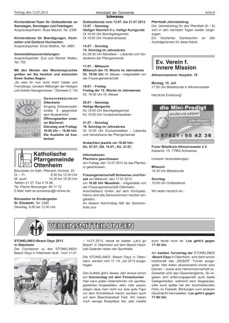 Amtsblatt 28 / 2013 - Schwanau