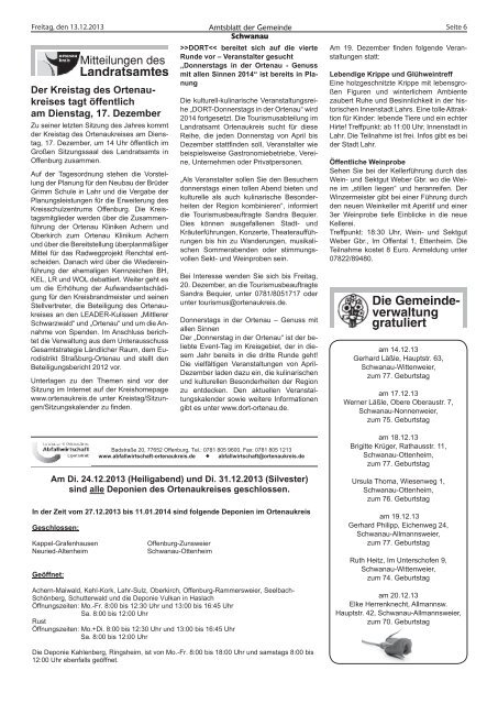 Amtsblatt 50 / 2013 - Schwanau