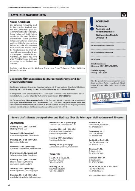 Amtsblatt 51 / 52 -2013 - Schwanau