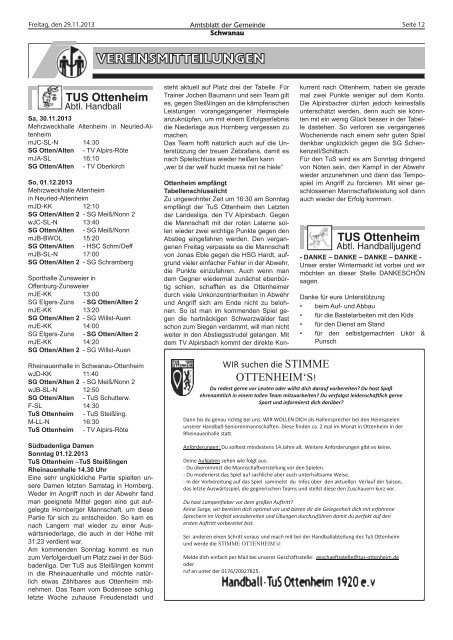 Amtsblatt 48 / 2013 - Schwanau