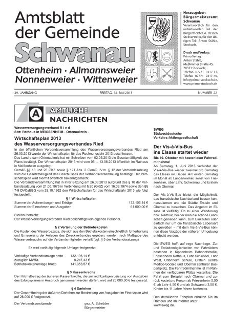 Amtsblatt 22 / 2013 - Schwanau