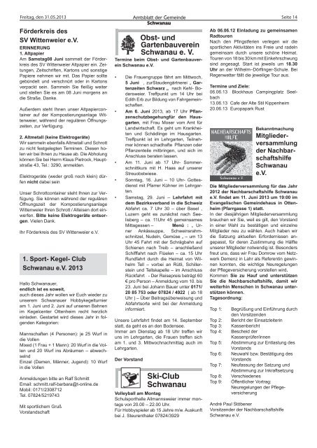 Amtsblatt 22 / 2013 - Schwanau