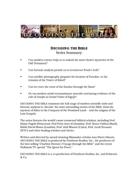 Decoding The Bible Series Summary Schwartz Company Inc