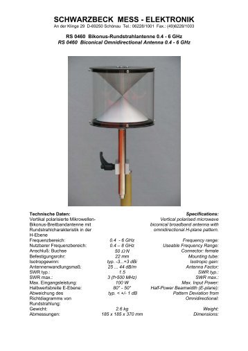 Datenblatt RS 0460.pdf - Schwarzbeck - Mess-Elektronik