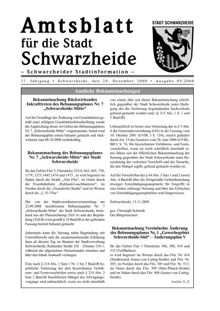 Amtsblatt fÃ¼r die Stadt Schwarzheide