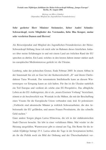 Beitrag_30 08 06_Guenther - Schwarzkopf-Stiftung Junges Europa