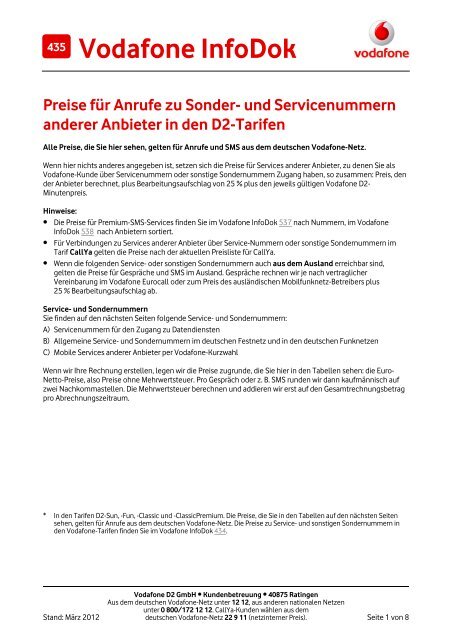 Infodok 435 Preise F