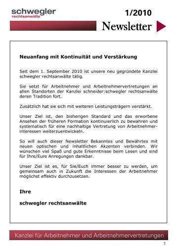 Newsletter 01/2010 (250 kb) - Schwegler-rae.de