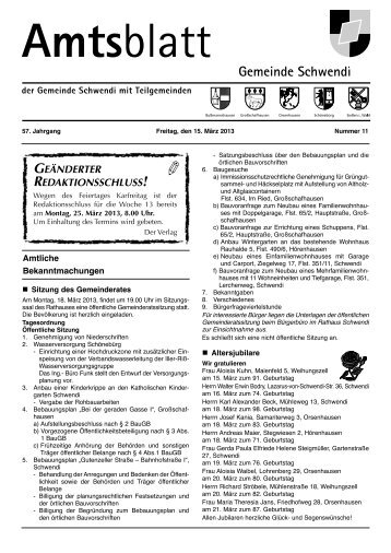 Ausgabe 11 vom 15.03.2013 - Schwendi